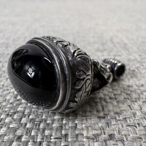 Museum of Fine Arts Sterling Silver 925 Black Onyx Repousse Floral Fob Pendant
